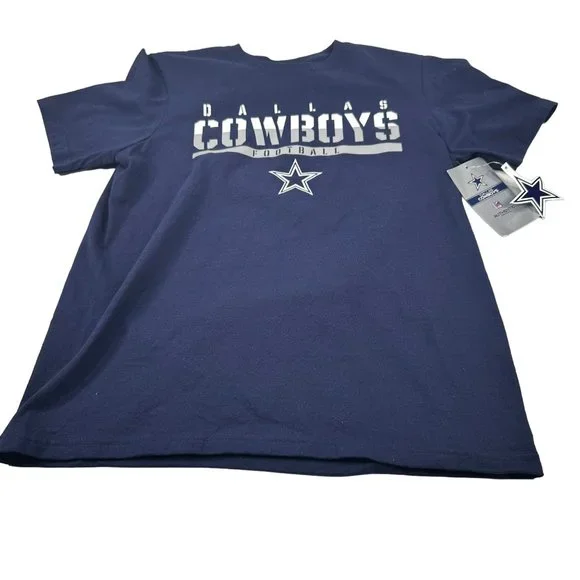 Dallas Cowboys Youth Large 16-18 Tee Shirt Short Sleeve Blue New With Tags - Picture 1 of 13
